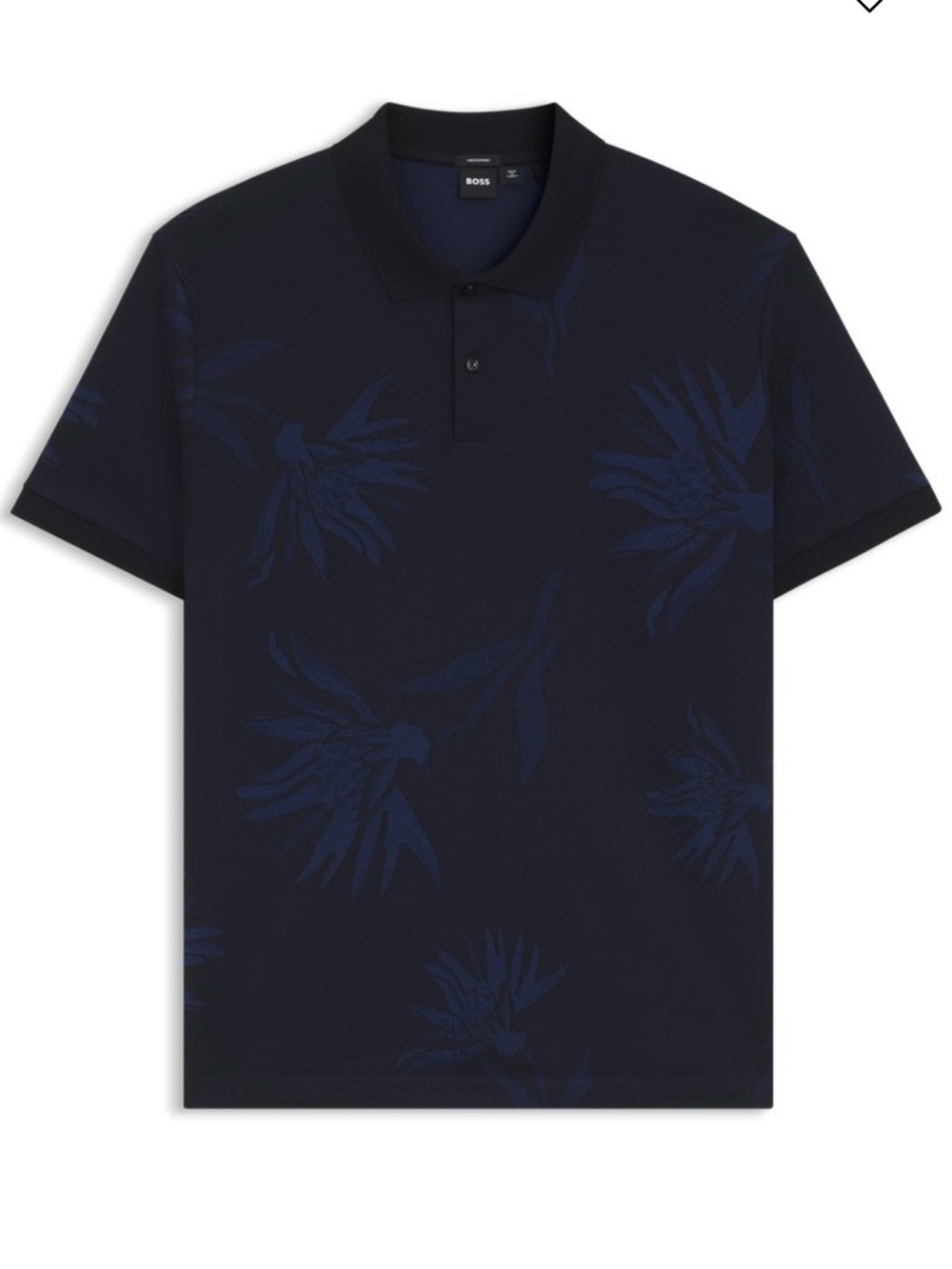 Hugo BOSS NWT Mercerized Navy Blue Floral Jacquard Polo Shirt 4XL